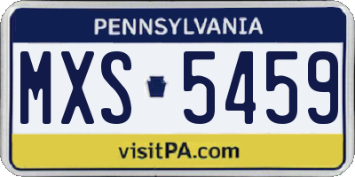 PA license plate MXS5459
