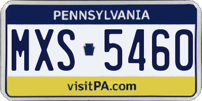 PA license plate MXS5460
