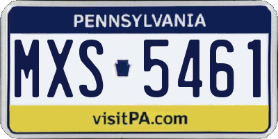 PA license plate MXS5461