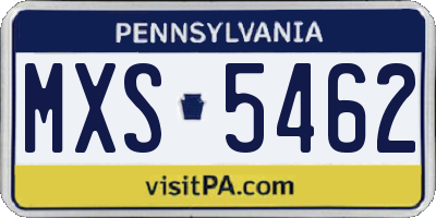 PA license plate MXS5462