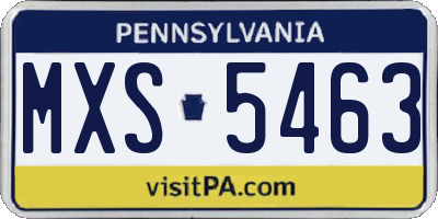 PA license plate MXS5463