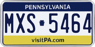 PA license plate MXS5464