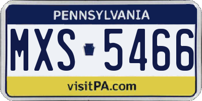 PA license plate MXS5466