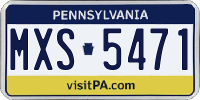 PA license plate MXS5471