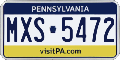 PA license plate MXS5472