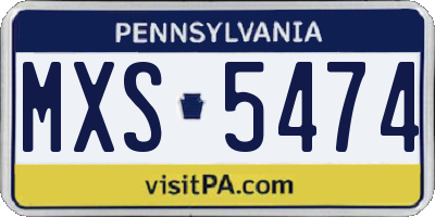 PA license plate MXS5474