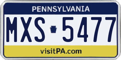 PA license plate MXS5477