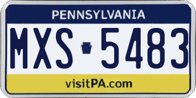PA license plate MXS5483