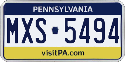 PA license plate MXS5494