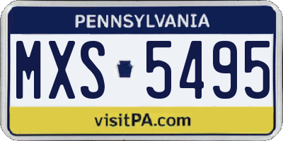 PA license plate MXS5495