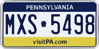 PA license plate MXS5498