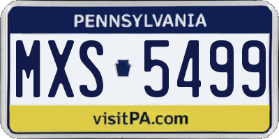 PA license plate MXS5499