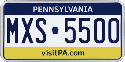 PA license plate MXS5500