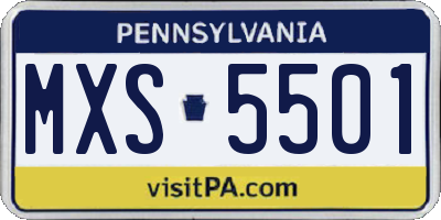 PA license plate MXS5501