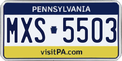 PA license plate MXS5503