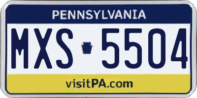 PA license plate MXS5504