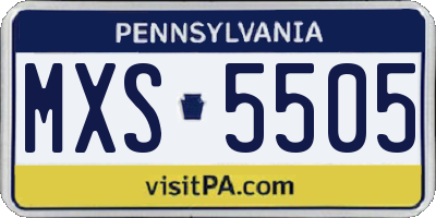 PA license plate MXS5505