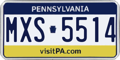 PA license plate MXS5514