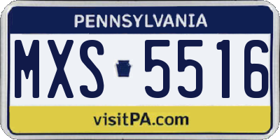 PA license plate MXS5516