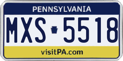 PA license plate MXS5518
