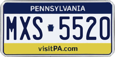 PA license plate MXS5520