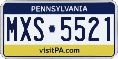 PA license plate MXS5521