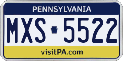 PA license plate MXS5522