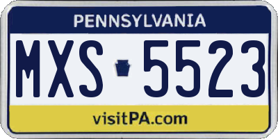 PA license plate MXS5523