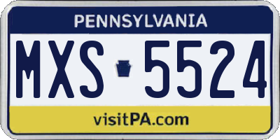 PA license plate MXS5524