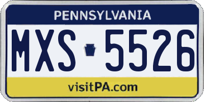 PA license plate MXS5526