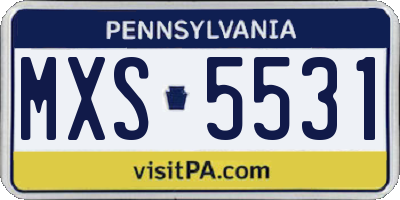 PA license plate MXS5531