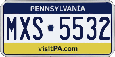 PA license plate MXS5532