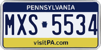 PA license plate MXS5534