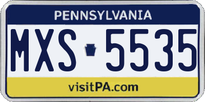 PA license plate MXS5535