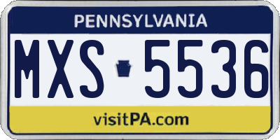 PA license plate MXS5536