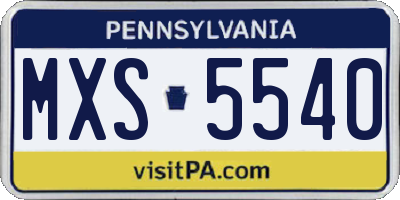 PA license plate MXS5540