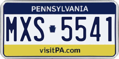 PA license plate MXS5541