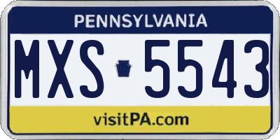 PA license plate MXS5543