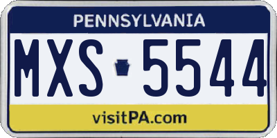 PA license plate MXS5544