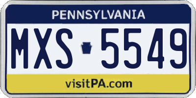 PA license plate MXS5549