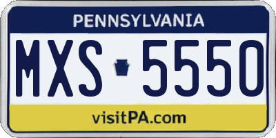 PA license plate MXS5550