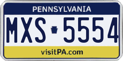 PA license plate MXS5554