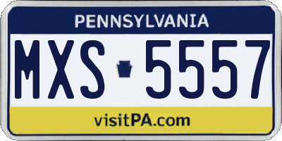 PA license plate MXS5557
