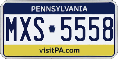 PA license plate MXS5558