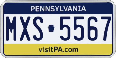 PA license plate MXS5567