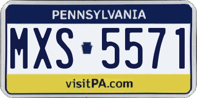 PA license plate MXS5571
