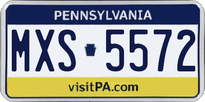 PA license plate MXS5572