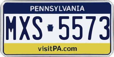 PA license plate MXS5573