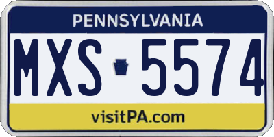PA license plate MXS5574
