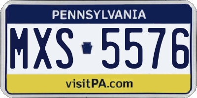 PA license plate MXS5576